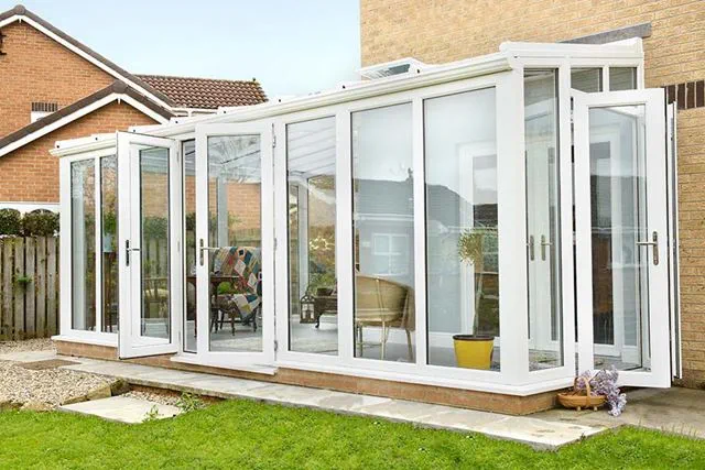 White PVCU LeanTo with Glass Roof