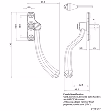 Load image into Gallery viewer, Right Handed Teardrop Window Handle size diagram
